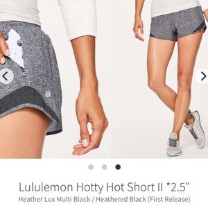 Lululemon Hotty Hot Short II *2.5" Heather Lux Multi Black 2017 W7AJTR $58 Sz 10